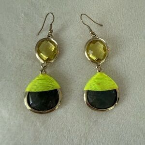 Elegant Yellow and Black Drop Earrings